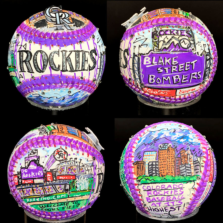 MLB Colorado Rockies Baseball With Case Charles Fazzino