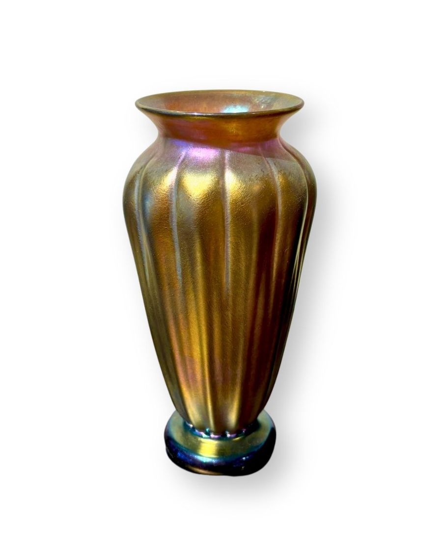 Gold Luster Fluted Vase Donald Carlson