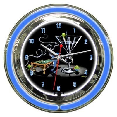 Pool Shark 2 - Neon Clock Michael Godard