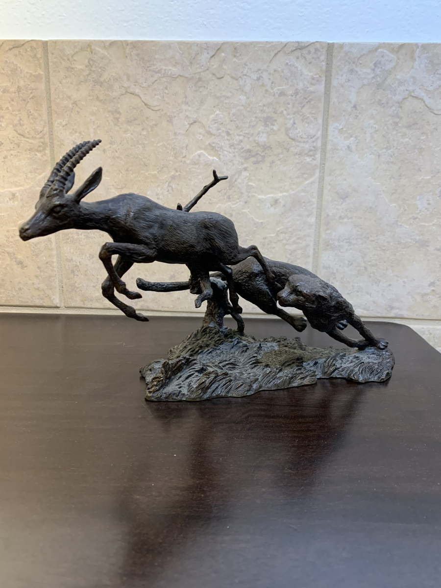 Cheetah and Gazelle Gorham Fine Bronze Sculpture 