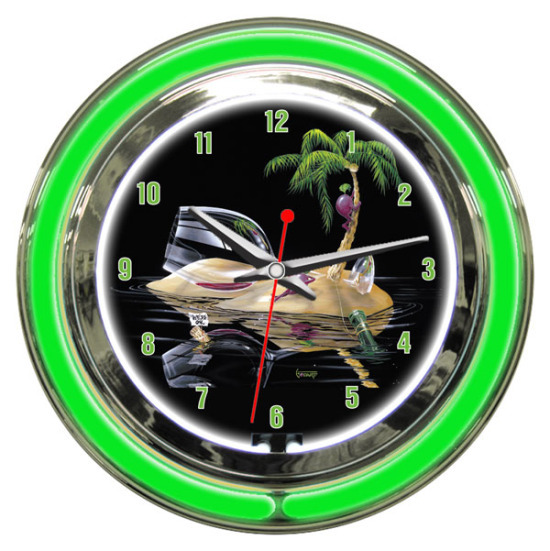 Lost in Paradise - Neon Clock Michael Godard